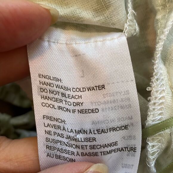 NWT Elodie Boho Peasant white/sage green cotton/linen short sleeve blouse - Picture 7 of 8